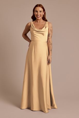 Picture of Matte Satin Cowl Neck Tie Back Dress