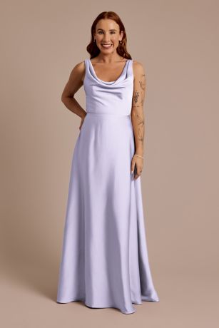 Picture of Matte Satin Cowl Neck Tie Back Dress