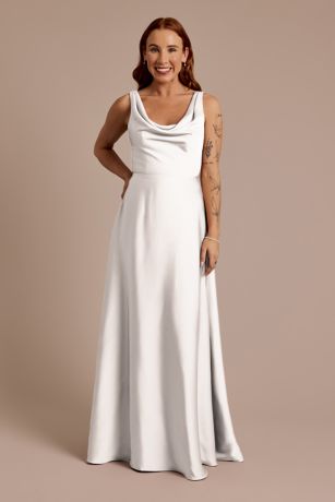 Picture of Matte Satin Cowl Neck Tie Back Dress