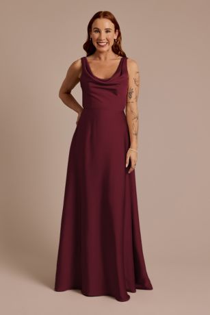Picture of Matte Satin Cowl Neck Tie Back Dress
