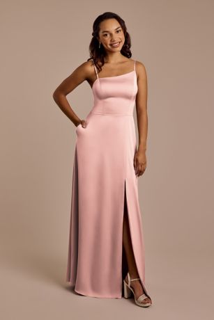 Picture of Matte Satin Asymmetrical Strap A-Line Dress