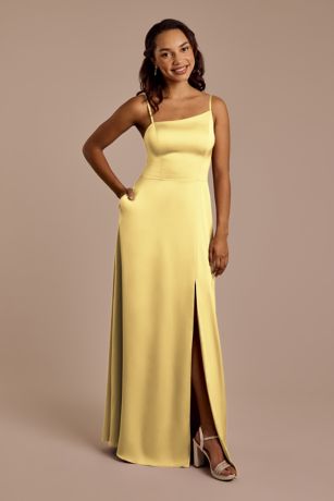 Picture of Matte Satin Asymmetrical Strap A-Line Dress