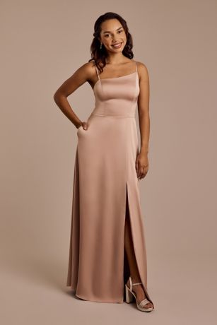 Picture of Matte Satin Asymmetrical Strap A-Line Dress