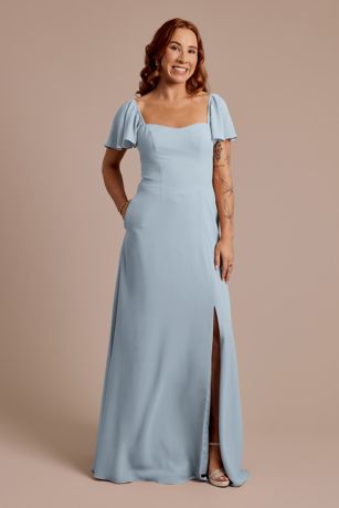 Picture of Chiffon Flutter Sleeve Dress with Basque Waist