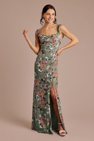 Picture of Ruffle Strap Scoop Neck Floral Chiffon Dress