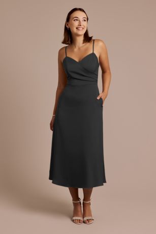 Picture of Matte Satin Spaghetti Strap Midi Dress
