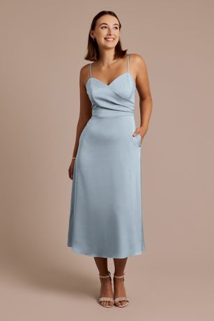 Picture of Matte Satin Spaghetti Strap Midi Dress
