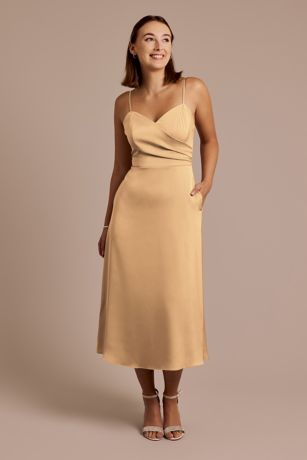 Picture of Matte Satin Spaghetti Strap Midi Dress