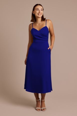 Picture of Matte Satin Spaghetti Strap Midi Dress