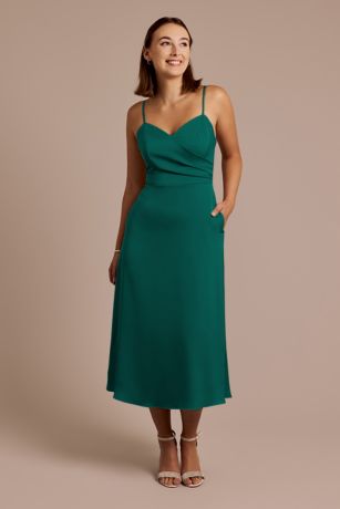Picture of Matte Satin Spaghetti Strap Midi Dress