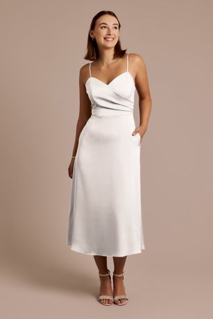 Picture of Matte Satin Spaghetti Strap Midi Dress