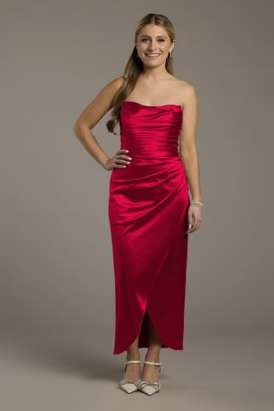 Picture of Sculpting Satin Sculpted Neckline Midi Dress