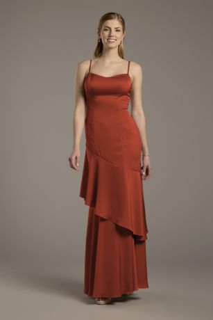 Picture of Matte Satin Tiered Skirt Sheath Dress
