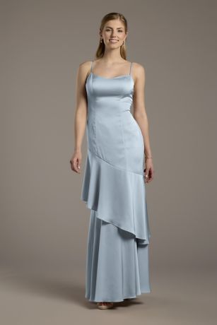 Picture of Matte Satin Tiered Skirt Sheath Dress
