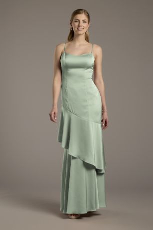 Picture of Matte Satin Tiered Skirt Sheath Dress