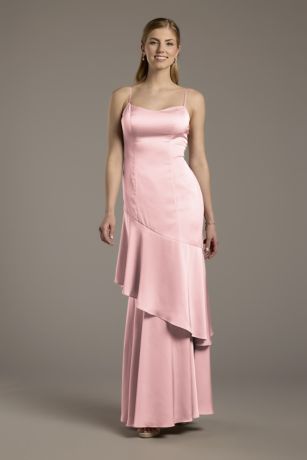 Picture of Celebrate DB Studio Matte Satin Tiered Skirt Sheath Dress in Pastel Pink Size: 28 David's Bridal
