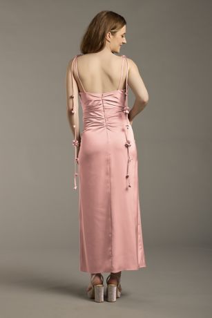 Picture of Matte Satin Floral Strap Midi Dress