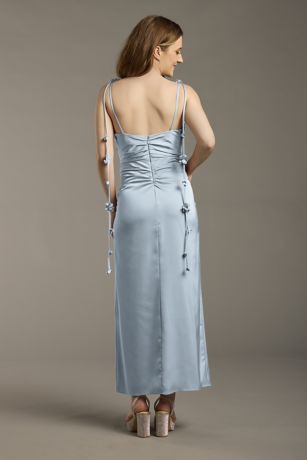 Picture of Matte Satin Floral Strap Midi Dress