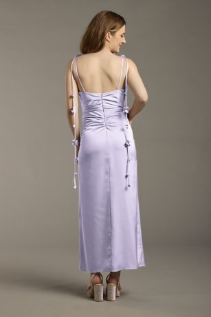 Picture of Matte Satin Floral Strap Midi Dress