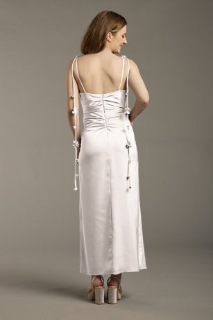 Picture of Matte Satin Floral Strap Midi Dress