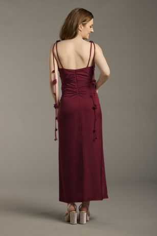 Picture of Matte Satin Floral Strap Midi Dress
