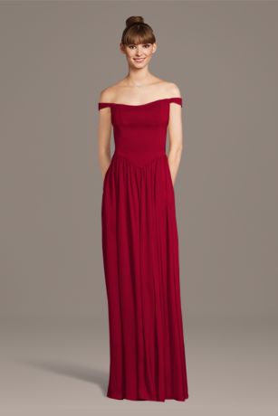 Picture of Matte Satin Off-the-Shoulder Basque Waist Dress