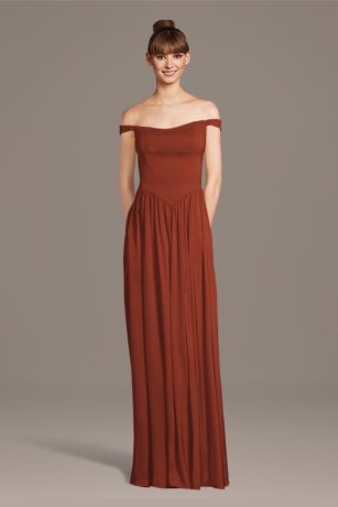Picture of Matte Satin Off-the-Shoulder Basque Waist Dress