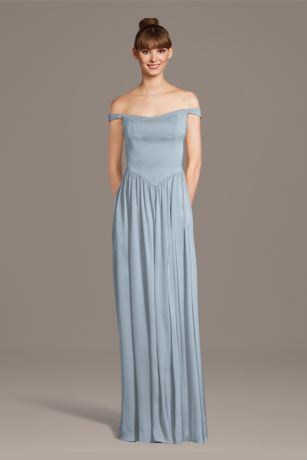 Picture of Matte Satin Off-the-Shoulder Basque Waist Dress