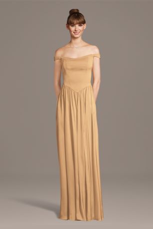 Picture of Matte Satin Off-the-Shoulder Basque Waist Dress