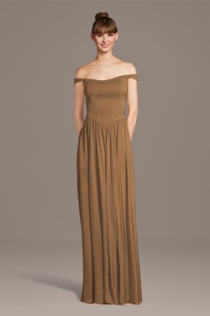 Picture of Matte Satin Off-the-Shoulder Basque Waist Dress