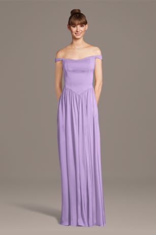 Picture of Matte Satin Off-the-Shoulder Basque Waist Dress