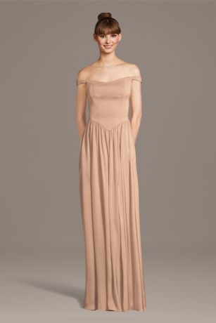 Picture of Matte Satin Off-the-Shoulder Basque Waist Dress