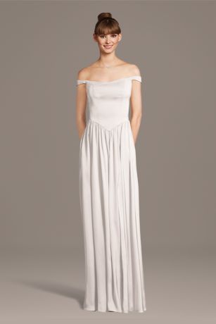 Picture of Matte Satin Off-the-Shoulder Basque Waist Dress
