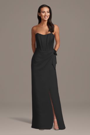 Picture of Satin Strapless Corset Sheath Dress with Side Bow