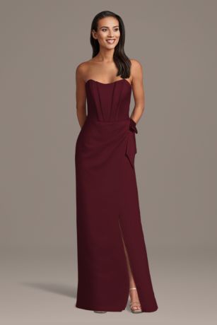 Picture of Satin Strapless Corset Sheath Dress with Side Bow