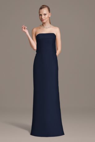 Picture of Strapless Mikado Fold Neck Sheath Dress