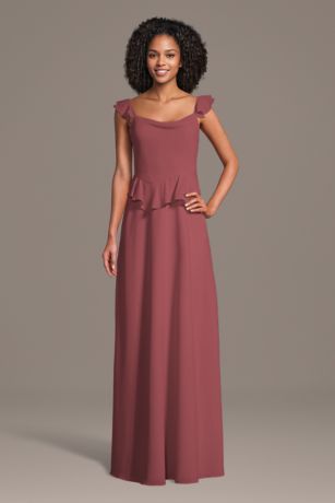 Picture of Chiffon Ruffle Strap A-Line Dress with Peplum