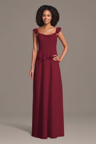 Picture of Chiffon Ruffle Strap A-Line Dress with Peplum