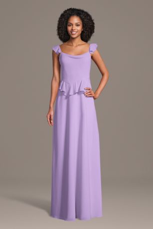 Picture of Chiffon Ruffle Strap A-Line Dress with Peplum