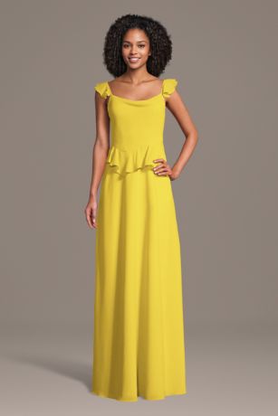 Picture of Chiffon Ruffle Strap A-Line Dress with Peplum