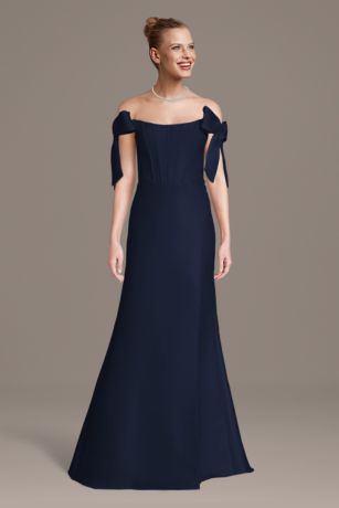 Picture of Bow Shoulder Mikado Mermaid Dress