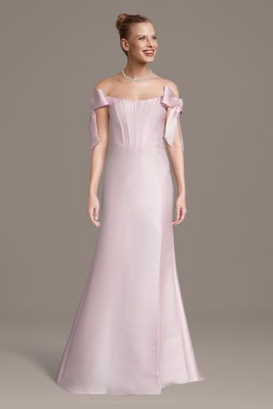 Picture of Bow Shoulder Mikado Mermaid Dress