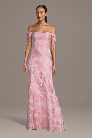 Picture of Off-the-Shoulder Floral Brocade Mermaid Dress