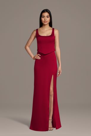 Picture of Matte Satin Faux Two-Piece Tank Sheath Dress