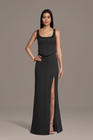 Picture of Matte Satin Faux Two-Piece Tank Sheath Dress