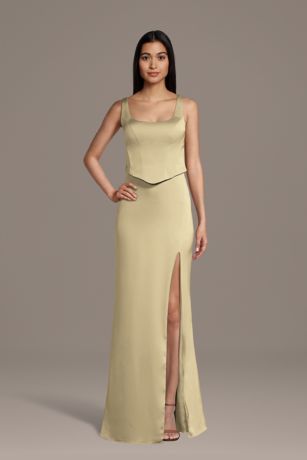 Picture of Matte Satin Faux Two-Piece Tank Sheath Dress