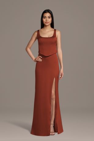 Picture of Matte Satin Faux Two-Piece Tank Sheath Dress