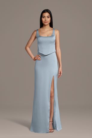 Picture of Matte Satin Faux Two-Piece Tank Sheath Dress