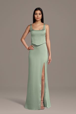 Picture of Matte Satin Faux Two-Piece Tank Sheath Dress