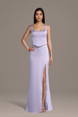 Picture of Matte Satin Faux Two-Piece Tank Sheath Dress